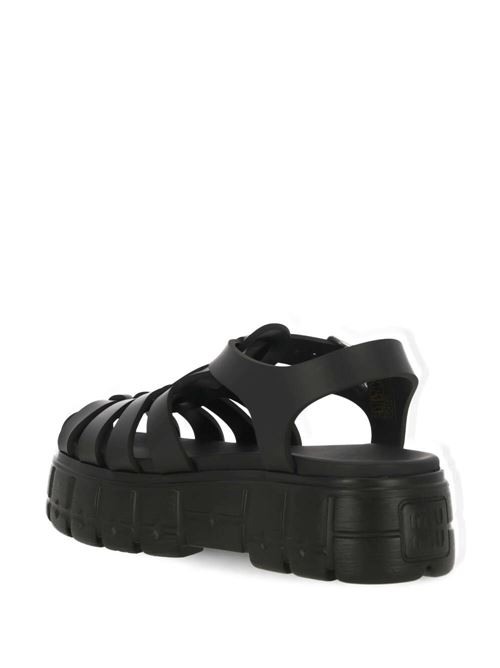 black caged design round toe appliqué logo Miu Miu | 5X140EF-0503LKKF0002